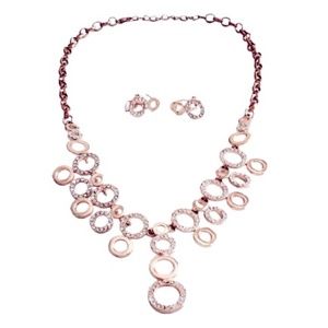 MAGIC Gold-Plated Stone-Studded Circular Designs Rhinestones Jewellery Set